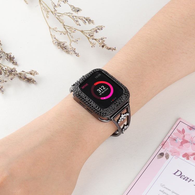 Cinturino per orologio in metallo rame zircone, For Apple Watch Ultra 49mm / Series 8&7 45mm / SE 2&6&SE&5&4 44mm / 3&2&1 42mm, For Apple Watch Series 8&7 41mm / SE 2&6&SE&5&4 40mm / 3&2&1 38mm