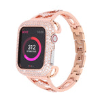 Cinturino per orologio in metallo rame zircone, For Apple Watch Ultra 49mm / Series 8&7 45mm / SE 2&6&SE&5&4 44mm / 3&2&1 42mm, For Apple Watch Series 8&7 41mm / SE 2&6&SE&5&4 40mm / 3&2&1 38mm