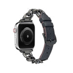 Catena + cinturino in pelle, For Apple Watch Ultra 49mm / Series 8&7 45mm / SE 2&6&SE&5&4 44mm / 3&2&1 42mm, For Apple Watch Series 8&7 41mm / SE 2&6&SE&5&4 40mm / 3&2&1 38mm