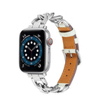 Catena + cinturino in pelle, For Apple Watch Ultra 49mm / Series 8&7 45mm / SE 2&6&SE&5&4 44mm / 3&2&1 42mm, For Apple Watch Series 8&7 41mm / SE 2&6&SE&5&4 40mm / 3&2&1 38mm