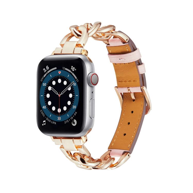 Catena + cinturino in pelle, For Apple Watch Ultra 49mm / Series 8&7 45mm / SE 2&6&SE&5&4 44mm / 3&2&1 42mm, For Apple Watch Series 8&7 41mm / SE 2&6&SE&5&4 40mm / 3&2&1 38mm