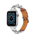 Catena + cinturino in pelle, For Apple Watch Ultra 49mm / Series 8&7 45mm / SE 2&6&SE&5&4 44mm / 3&2&1 42mm, For Apple Watch Series 8&7 41mm / SE 2&6&SE&5&4 40mm / 3&2&1 38mm