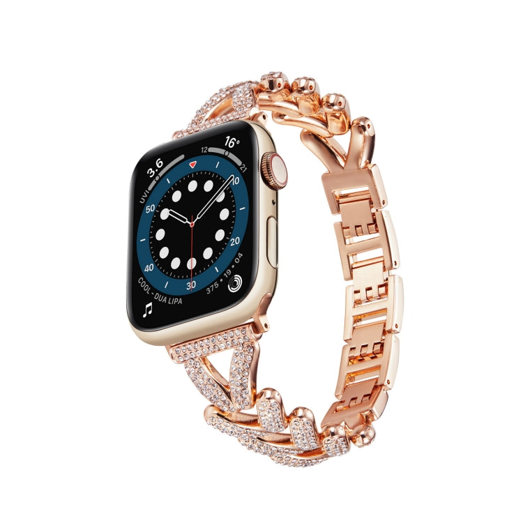 Cinturino in metallo con diamanti a triangolo, For Apple Watch Ultra 49mm / Series 8&7 45mm / SE 2&6&SE&5&4 44mm / 3&2&1 42mm, For Apple Watch Series 8&7 41mm / SE 2&6&SE&5&4 40mm / 3&2&1 38mm