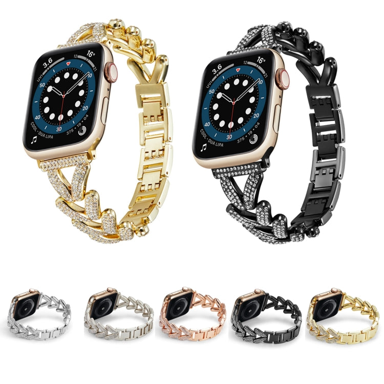 Cinturino in metallo con diamanti a triangolo, For Apple Watch Ultra 49mm / Series 8&7 45mm / SE 2&6&SE&5&4 44mm / 3&2&1 42mm, For Apple Watch Series 8&7 41mm / SE 2&6&SE&5&4 40mm / 3&2&1 38mm