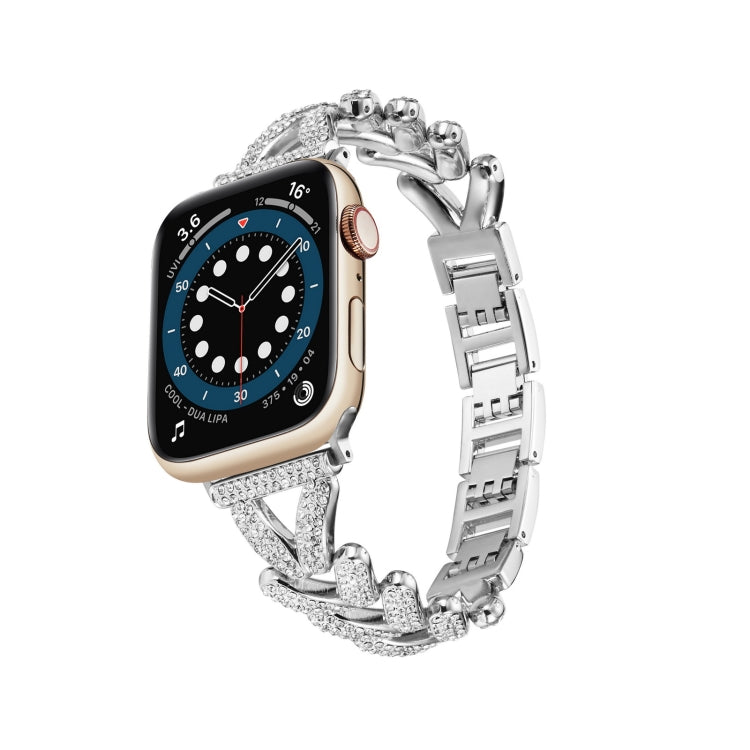 Cinturino in metallo con diamanti a triangolo, For Apple Watch Ultra 49mm / Series 8&7 45mm / SE 2&6&SE&5&4 44mm / 3&2&1 42mm, For Apple Watch Series 8&7 41mm / SE 2&6&SE&5&4 40mm / 3&2&1 38mm