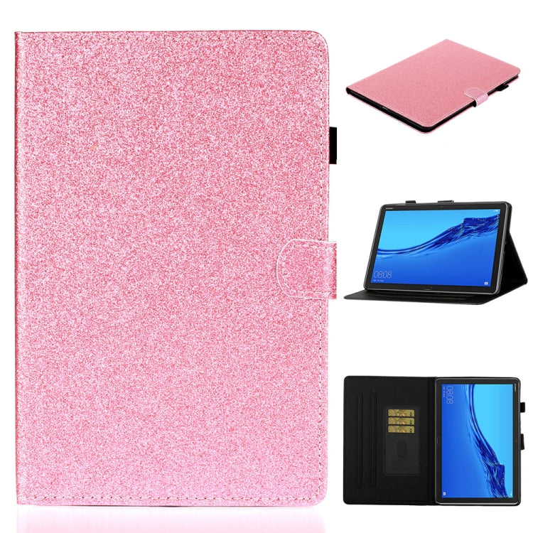 Custodia in pelle con apertura orizzontale in polvere glitterata lucida con supporto e slot per schede e funzione Sleep / Wake-up, For Huawei MediaPad M5 lite, For Lenovo Tab M10 Plus TB-X606F, For Lenovo Tab M10 TB-X605F / X505