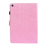 Custodia in pelle con apertura orizzontale in polvere glitterata lucida con supporto e slot per schede e funzione Sleep / Wake-up, For Huawei MediaPad M5 lite, For Lenovo Tab M10 Plus TB-X606F, For Lenovo Tab M10 TB-X605F / X505