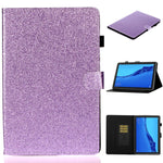 Custodia in pelle con apertura orizzontale in polvere glitterata lucida con supporto e slot per schede e funzione Sleep / Wake-up, For Huawei MediaPad M5 lite, For Lenovo Tab M10 Plus TB-X606F, For Lenovo Tab M10 TB-X605F / X505