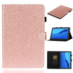 Custodia in pelle con apertura orizzontale in polvere glitterata lucida con supporto e slot per schede e funzione Sleep / Wake-up, For Huawei MediaPad M5 lite, For Lenovo Tab M10 Plus TB-X606F, For Lenovo Tab M10 TB-X605F / X505