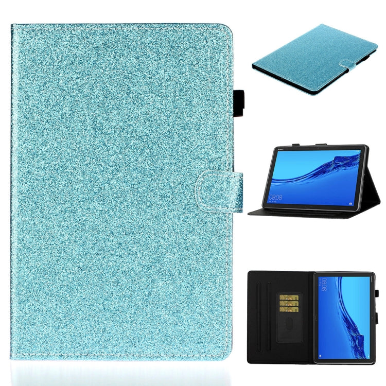 Custodia in pelle con apertura orizzontale in polvere glitterata lucida con supporto e slot per schede e funzione Sleep / Wake-up, For Huawei MediaPad M5 lite, For Lenovo Tab M10 Plus TB-X606F, For Lenovo Tab M10 TB-X605F / X505