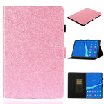 Custodia in pelle con apertura orizzontale in polvere glitterata lucida con supporto e slot per schede e funzione Sleep / Wake-up, For Huawei MediaPad M5 lite, For Lenovo Tab M10 Plus TB-X606F, For Lenovo Tab M10 TB-X605F / X505
