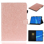 Custodia in pelle con apertura orizzontale in polvere glitterata lucida con supporto e slot per schede e funzione Sleep / Wake-up, For Huawei MediaPad M5 lite, For Lenovo Tab M10 Plus TB-X606F, For Lenovo Tab M10 TB-X605F / X505