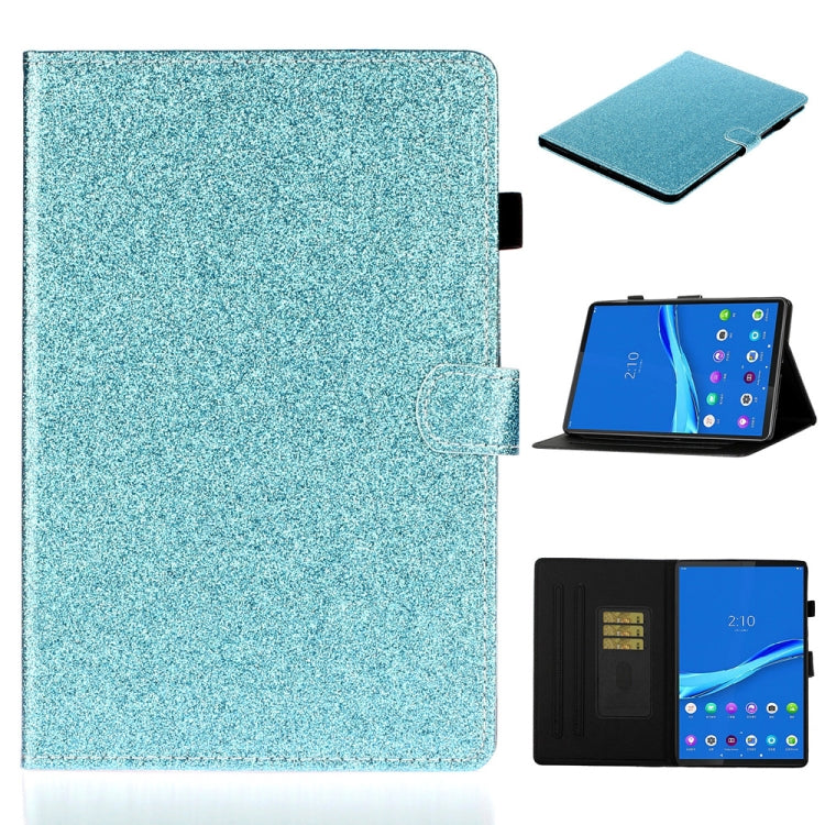 Custodia in pelle con apertura orizzontale in polvere glitterata lucida con supporto e slot per schede e funzione Sleep / Wake-up, For Huawei MediaPad M5 lite, For Lenovo Tab M10 Plus TB-X606F, For Lenovo Tab M10 TB-X605F / X505