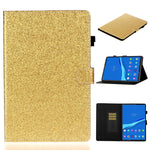 Custodia in pelle con apertura orizzontale in polvere glitterata lucida con supporto e slot per schede e funzione Sleep / Wake-up, For Huawei MediaPad M5 lite, For Lenovo Tab M10 Plus TB-X606F, For Lenovo Tab M10 TB-X605F / X505