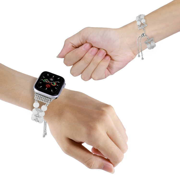 Cinturino per orologio a catena telescopica con perline a doppia fila, For Apple Watch Ultra 49mm / Series 8&7 45mm / SE 2&6&SE&5&4 44mm / 3&2&1 42mm, For Apple Watch Series 8&7 41mm / SE 2&6&SE&5&4 40mm / 3&2&1 38mm