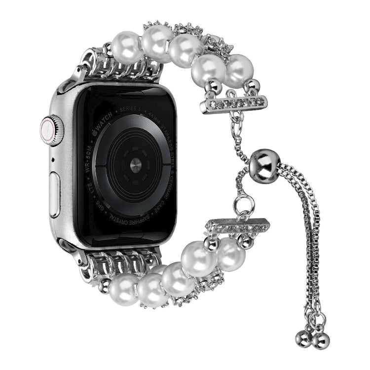Cinturino per orologio a catena telescopica con perline a doppia fila, For Apple Watch Ultra 49mm / Series 8&7 45mm / SE 2&6&SE&5&4 44mm / 3&2&1 42mm, For Apple Watch Series 8&7 41mm / SE 2&6&SE&5&4 40mm / 3&2&1 38mm