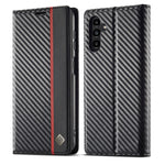 LC.IMEEKE Custodia per telefono in pelle con vibrazione orizzontale PU + TPU in fibra di carbonio, For Samsung Galaxy A24 4G