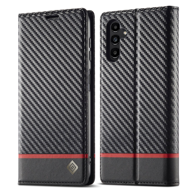 LC.IMEEKE Custodia per telefono in pelle con vibrazione orizzontale PU + TPU in fibra di carbonio, For Samsung Galaxy A24 4G