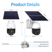 ESCAM QF724 3MP 24h Registrazione Cloud Storage PT 4G PIR Allarme Telecamera IP con pannello solare, AU Plug
