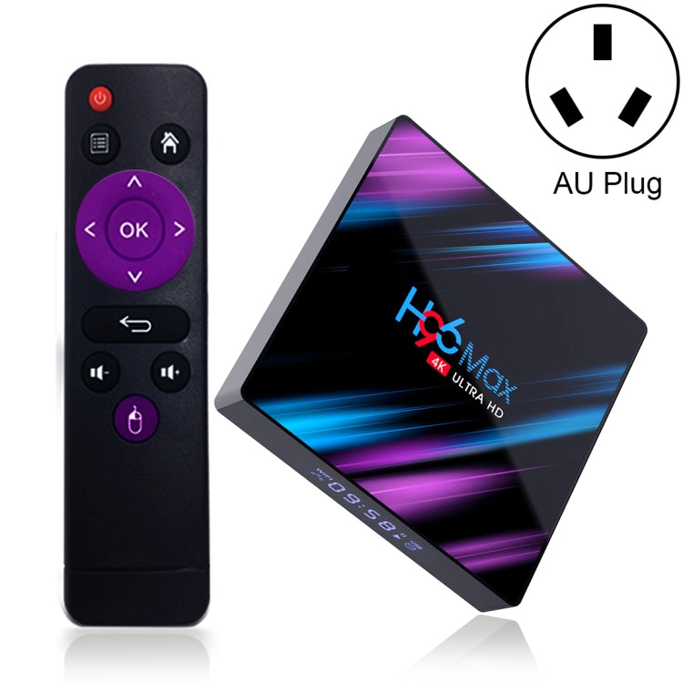 H96 Max-3318 Box TV Android 4K Ultra HD con telecomando, Android 10.0, RK3318 Quad-Core 64bit Cortex-A53, 2GB+16GB, Supporto TF Card / USBx2 / AV / Ethernet, AU Plug, EU Plug, UK Plug, US Plug