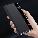 Custodia per telefono magnetica semplice con finestra e supporto Smart View, For Huawei Mate X3