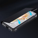 Custodia per telefono magnetica semplice con finestra e supporto Smart View, For Huawei Mate X3