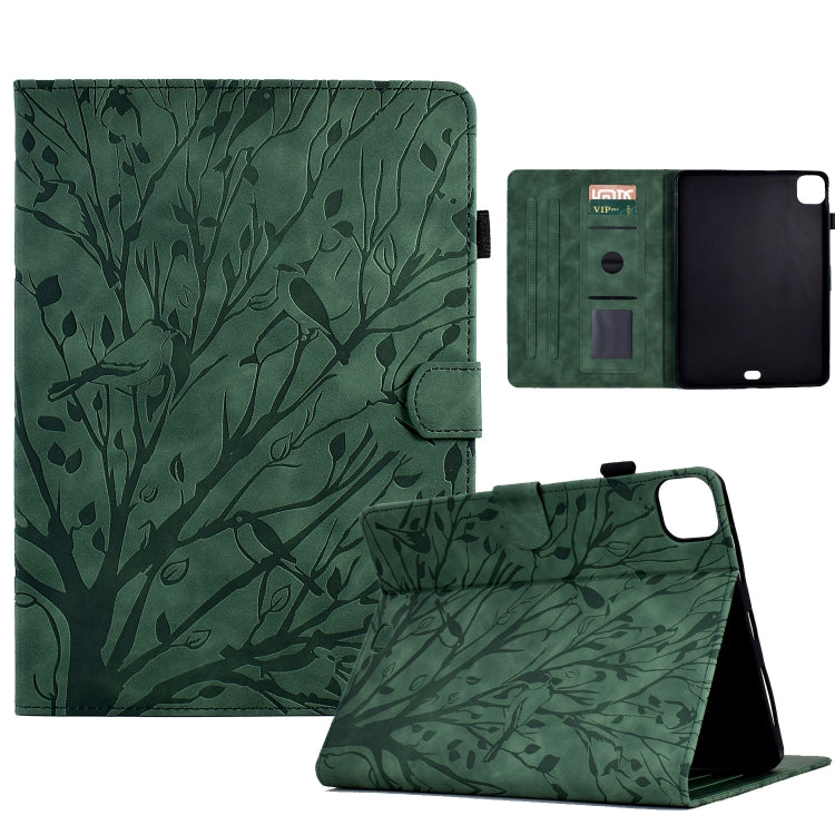 Custodia per tablet PU Fortune Tree Pressure Flower con funzione Wake-up/Sleep, For iPad 10.2 2019 2020 / iPad 10.5 2017 2019, For iPad 10.9 2022 / 2025, For iPad Air / Air 2 / 9.7 2017 2018, For iPad Pro 11 / Air 4 10.9 2020 / Air 5 10.9
