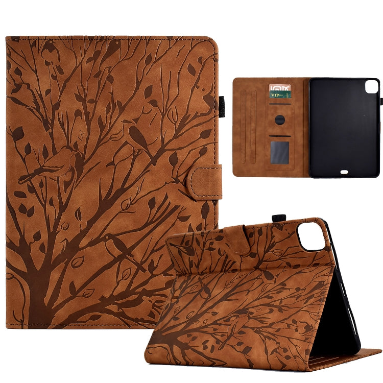 Custodia per tablet PU Fortune Tree Pressure Flower con funzione Wake-up/Sleep, For iPad 10.2 2019 2020 / iPad 10.5 2017 2019, For iPad 10.9 2022 / 2025, For iPad Air / Air 2 / 9.7 2017 2018, For iPad Pro 11 / Air 4 10.9 2020 / Air 5 10.9