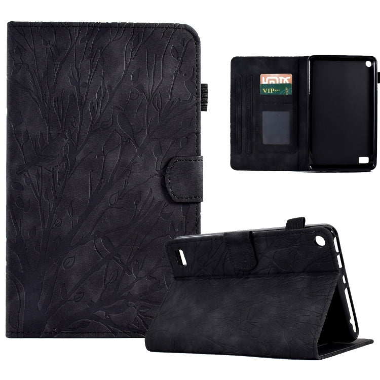 Custodia per tablet PU Fortune Tree Pressure Flower con funzione Wake-up/Sleep, For Amazon Fire HD 8 / HD 8 Plus 2020 2022, For Amazon Kindle 11th 2022, For Amazon Fire HD 10 Plus / HD 10 2021, For Amazon Fire 7 2015 2017 2019