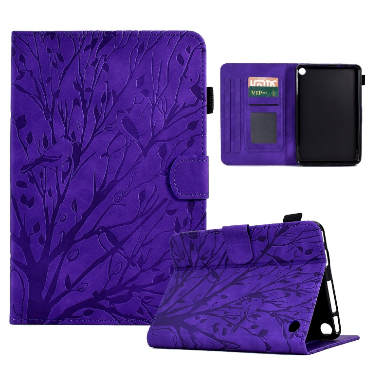 Custodia per tablet PU Fortune Tree Pressure Flower con funzione Wake-up/Sleep, For Amazon Fire 7 2022, For Amazon Kindle Paperwhite / 2 / 3 / 4, For Amazon Kindle Paperwhite 2021, For Lenovo M10 HD 2nd X306X