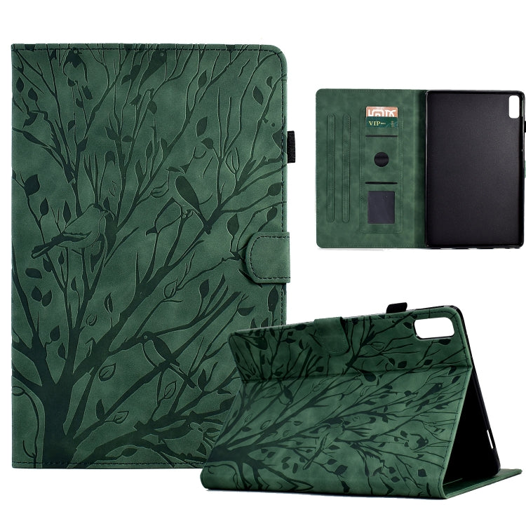 Custodia per tablet PU Fortune Tree Pressure Flower con funzione Wake-up/Sleep, For Lenovo Tab M9, For Lenovo Tab M10 Gen 3, For Lenovo M10 Plus, For Lenovo Tab M10 Plus 3rd Gen