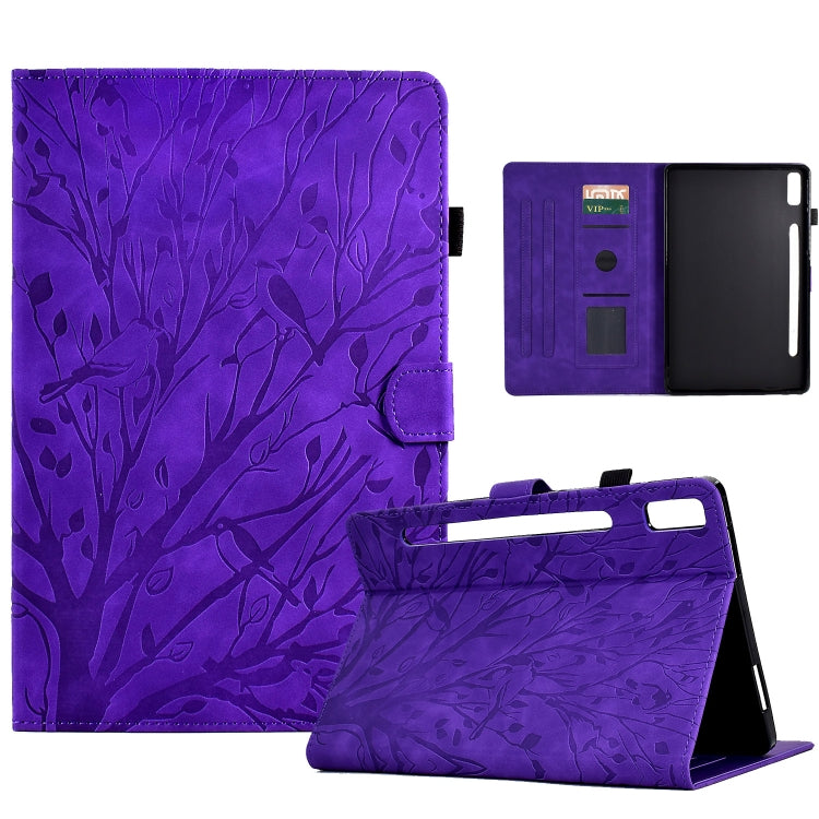 Custodia per tablet PU Fortune Tree Pressure Flower con funzione Wake-up/Sleep, For Lenovo Tab P11 Gen 2, For Lenovo Tab P11 J606F, For Lenovo Tab P11 Pro Gen 2, For Samsung Galaxy Tab A8 10.5 2021