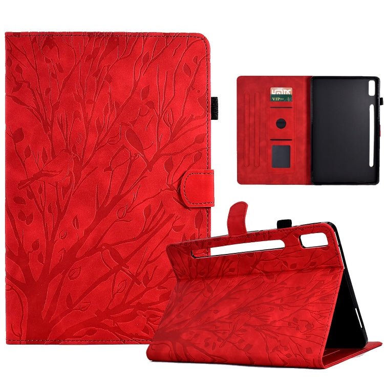 Custodia per tablet PU Fortune Tree Pressure Flower con funzione Wake-up/Sleep, For Lenovo Tab P11 Gen 2, For Lenovo Tab P11 J606F, For Lenovo Tab P11 Pro Gen 2, For Samsung Galaxy Tab A8 10.5 2021