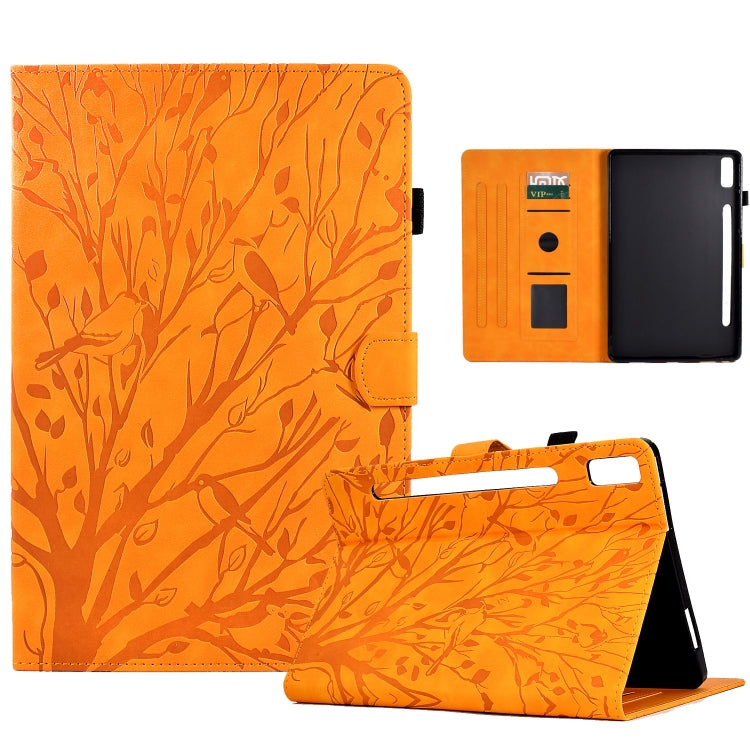 Custodia per tablet PU Fortune Tree Pressure Flower con funzione Wake-up/Sleep, For Lenovo Tab P11 Gen 2, For Lenovo Tab P11 J606F, For Lenovo Tab P11 Pro Gen 2, For Samsung Galaxy Tab A8 10.5 2021