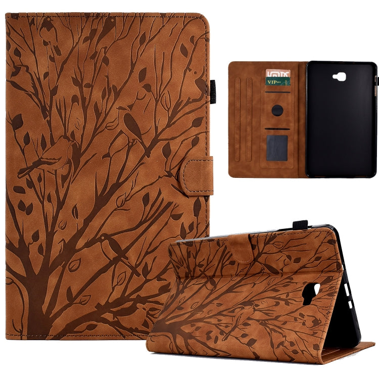 Custodia per tablet PU Fortune Tree Pressure Flower con funzione Wake-up/Sleep, For Samsung Galaxy Tab A 10.1 2016