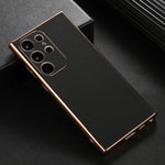 Custodia per telefono con placcatura nano serie Luolai in vera pelle, For Samsung Galaxy S23 Ultra 5G