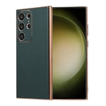 Custodia per telefono con placcatura nano serie Luolai in vera pelle, For Samsung Galaxy S23 Ultra 5G