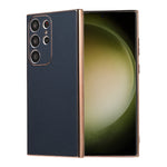 Custodia per telefono con placcatura nano serie Luolai in vera pelle, For Samsung Galaxy S23 Ultra 5G