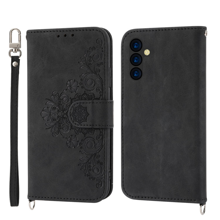Custodia per telefono in pelle con portafoglio in rilievo con fiori al tatto, For Samsung Galaxy A24 4G Global, For Samsung Galaxy M14 5G Global, For Sony Xperia 1 V 5G, For Sony Xperia 10 V 4G