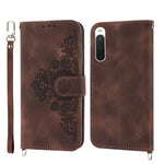 Custodia per telefono in pelle con portafoglio in rilievo con fiori al tatto, For Samsung Galaxy A24 4G Global, For Samsung Galaxy M14 5G Global, For Sony Xperia 1 V 5G, For Sony Xperia 10 V 4G