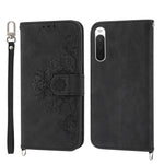 Custodia per telefono in pelle con portafoglio in rilievo con fiori al tatto, For Samsung Galaxy A24 4G Global, For Samsung Galaxy M14 5G Global, For Sony Xperia 1 V 5G, For Sony Xperia 10 V 4G