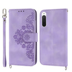 Custodia per telefono in pelle con portafoglio in rilievo con fiori al tatto, For Samsung Galaxy A24 4G Global, For Samsung Galaxy M14 5G Global, For Sony Xperia 1 V 5G, For Sony Xperia 10 V 4G