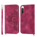Custodia per telefono in pelle con portafoglio in rilievo con fiori al tatto, For Samsung Galaxy A24 4G Global, For Samsung Galaxy M14 5G Global, For Sony Xperia 1 V 5G, For Sony Xperia 10 V 4G