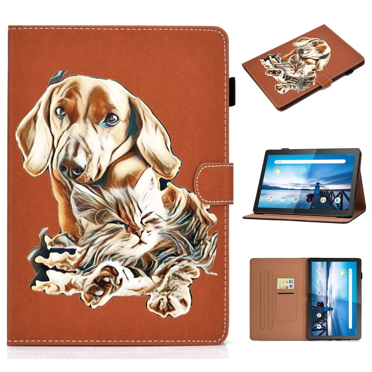Custodia in pelle flip orizzontale con pittura a colori puri con slot per schede e supporto e cordino e funzione Sleep / Wake-up, For Huawei MediaPad M5 lite, For Lenovo Tab M10 Plus TB-X606F, For Lenovo Tab M10 TB-X605 / X505