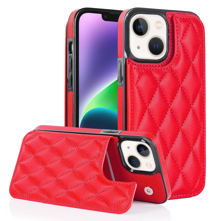 Custodia per telefono in pelle PU rombica con doppia fibbia, For iPhone 14, For iPhone 14 Plus, For iPhone 14 Pro