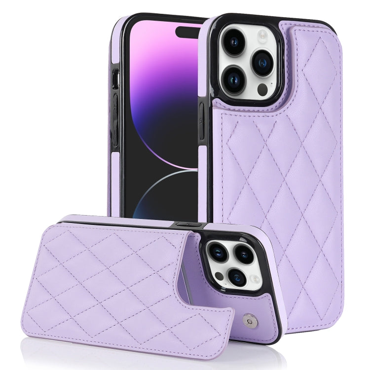 Custodia per telefono in pelle PU rombica con doppia fibbia, For iPhone 14, For iPhone 14 Plus, For iPhone 14 Pro