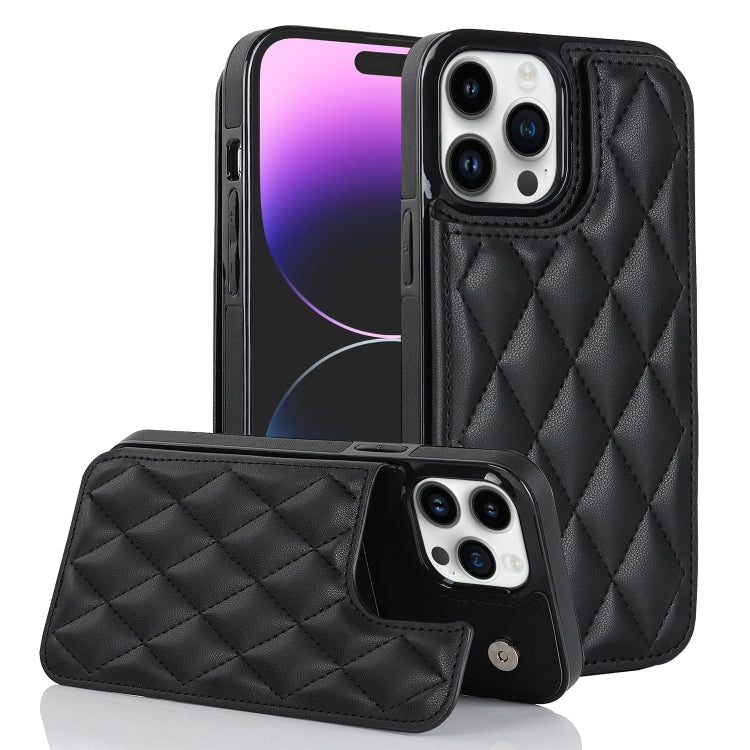 Custodia per telefono in pelle PU rombica con doppia fibbia, For iPhone 14 Pro Max, For iPhone 13, For iPhone 13 mini
