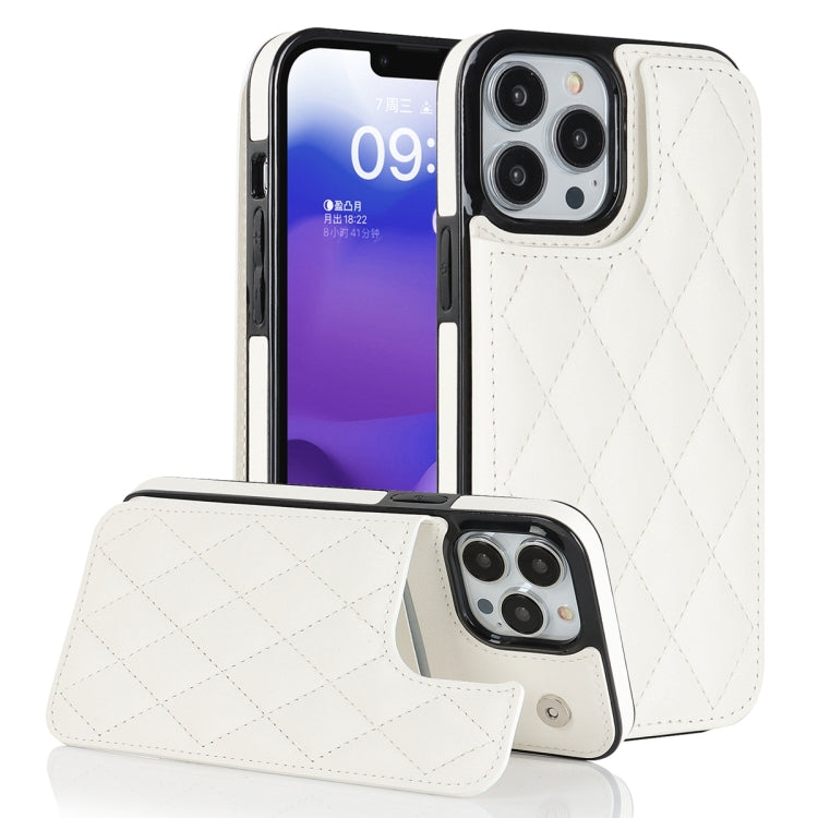 Custodia per telefono in pelle PU rombica con doppia fibbia, For iPhone 13 Pro, For iPhone 13 Pro Max, For iPhone 12