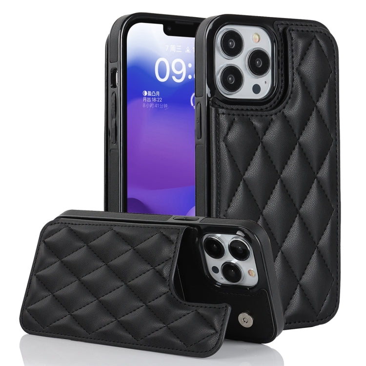 Custodia per telefono in pelle PU rombica con doppia fibbia, For iPhone 13 Pro, For iPhone 13 Pro Max, For iPhone 12