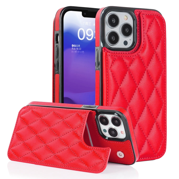 Custodia per telefono in pelle PU rombica con doppia fibbia, For iPhone 13 Pro, For iPhone 13 Pro Max, For iPhone 12